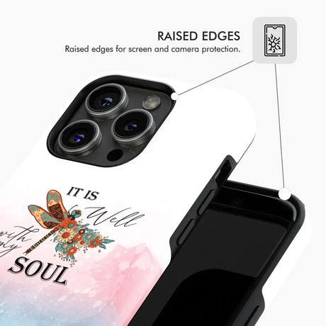 Christian phone case It is Well with My Soul Dragonfly flowers