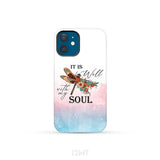 Christian phone case It is Well with My Soul Dragonfly flowers iPhone 12 Mini / Tough