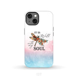 Christian phone case It is Well with My Soul Dragonfly flowers iPhone 13 / Tough