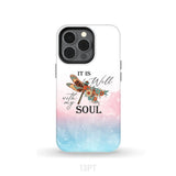 Christian phone case It is Well with My Soul Dragonfly flowers iPhone 13 Pro / Tough