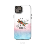 Christian phone case It is Well with My Soul Dragonfly flowers iPhone 14 Plus / Tough