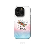 Christian phone case It is Well with My Soul Dragonfly flowers iPhone 15 Pro / Tough