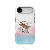 Christian Phone Case It Is Well With My Soul Dragonfly Flowers iPhone 17 Air / Tough Case