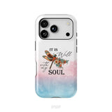 Christian Phone Case It Is Well With My Soul Dragonfly Flowers iPhone 18 Pro / Tough Case