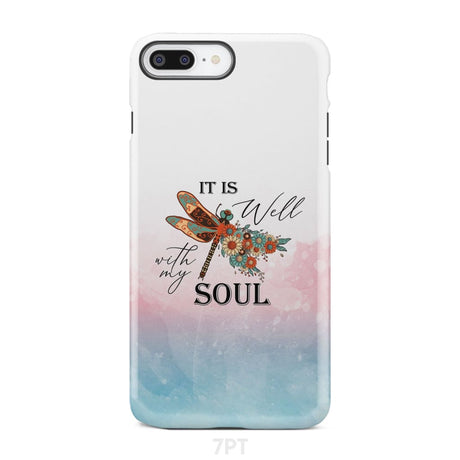 Christian phone case It is Well with My Soul Dragonfly flowers iPhone 7 Plus / Tough