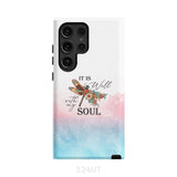 Christian phone case It is Well with My Soul Dragonfly flowers Samsung Galaxy S24 Ultra / Tough