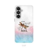 Christian Phone Case It Is Well With My Soul Dragonfly Flowers Samsung Galaxy S26 Plus / Tough Case