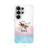 Christian Phone Case It Is Well With My Soul Dragonfly Flowers Samsung Galaxy S26 Ultra / Tough Case