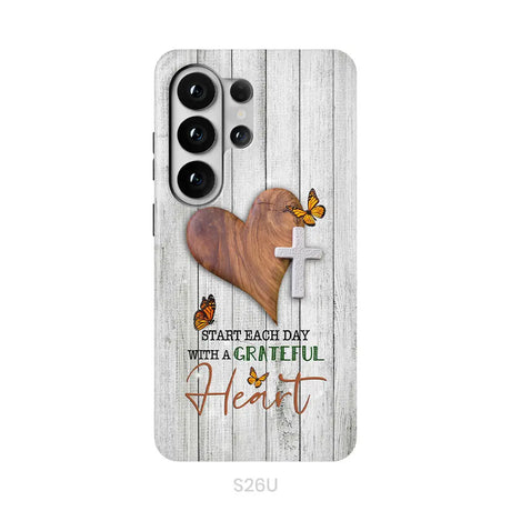 Christian phone case: Start each day with a grateful heart Samsung Galaxy S26 Ultra / Tough Case