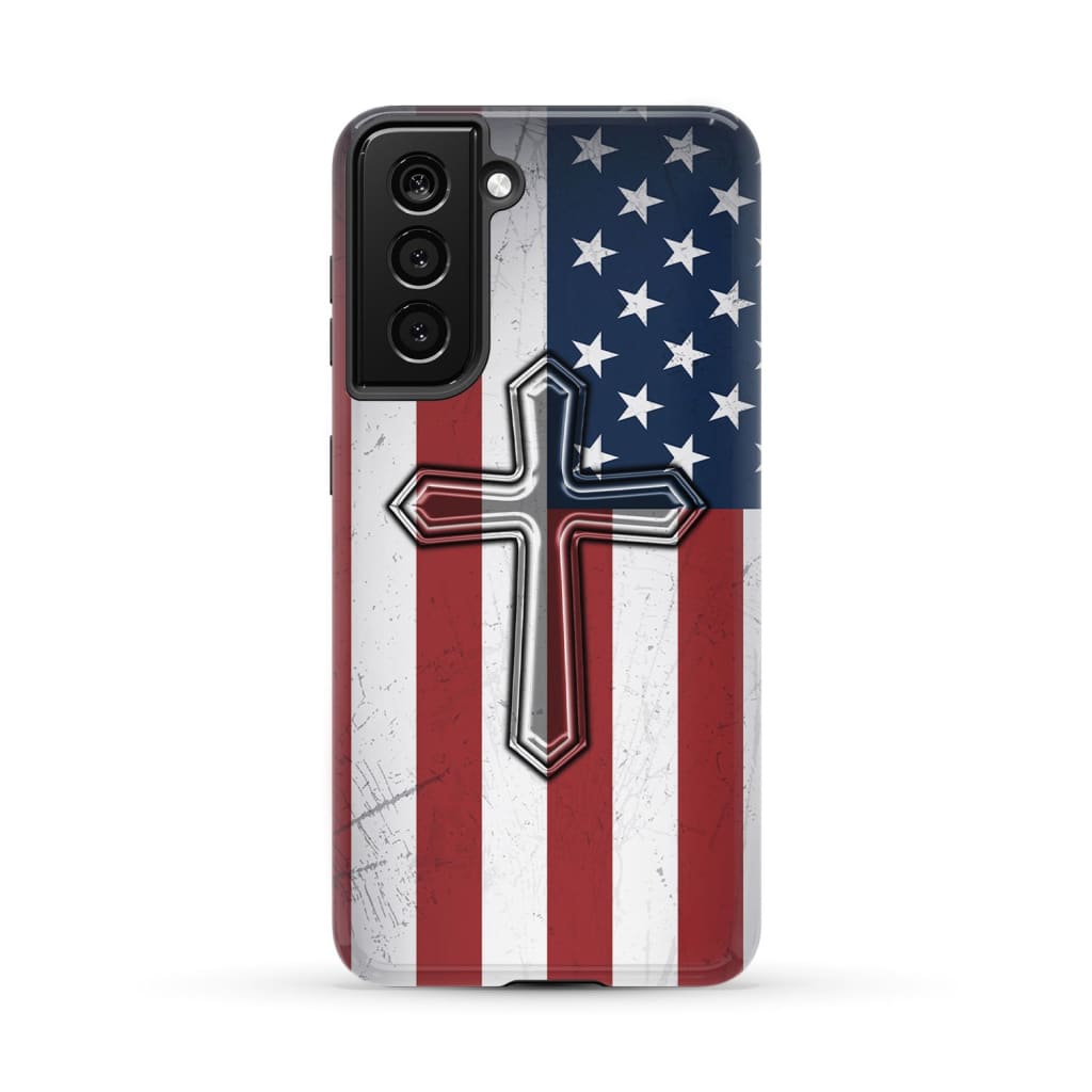American Flag Cross Phone Case Samsung Galaxy S21 (Not for FE) / Tough