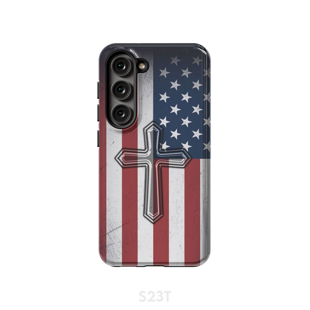 American Flag Cross Phone Case Samsung Galaxy S23 (Not for FE) / Tough