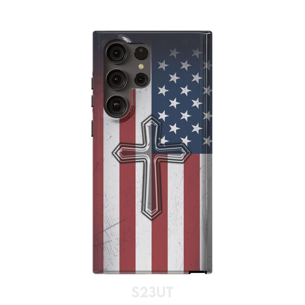 American Flag Cross Phone Case Samsung Galaxy S23 Ultra / Tough
