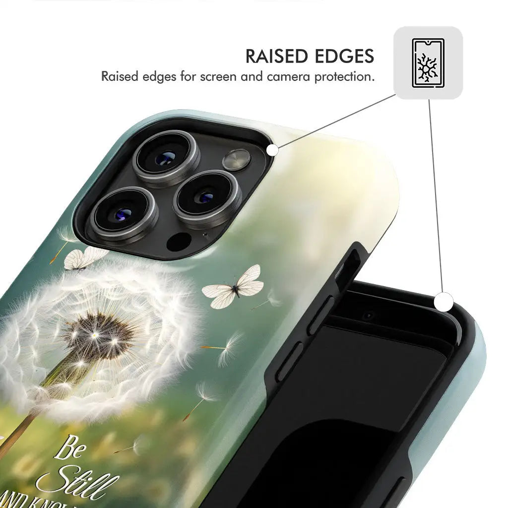 Christian Phone Cases: Be Still And Know Psalm 46:10 Dandelion Butterfly Phone Case