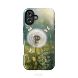 Christian Phone Cases: Be Still And Know Psalm 46:10 Dandelion Butterfly Phone Case iPhone 16 Plus / Tough Case