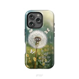 Christian Phone Cases: Be Still And Know Psalm 46:10 Dandelion Butterfly Phone Case iPhone 16 Pro / Tough Case