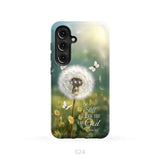 Christian Phone Cases: Be Still And Know Psalm 46:10 Dandelion Butterfly Phone Case Samsung Galaxy S24 (Not for S24 FE)