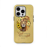 Christian phone cases: God is within her she will not fall sunflower lion case