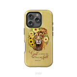 Christian phone cases: God is within her she will not fall sunflower lion phone case iPhone 16 Pro / Tough Case