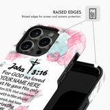 Inspirational phone case with John 3:16 and custom name, ideal for faith-based gifts and daily encouragement.