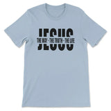Christian T-shirt Jesus The Way The Truth The Life Light Blue / S