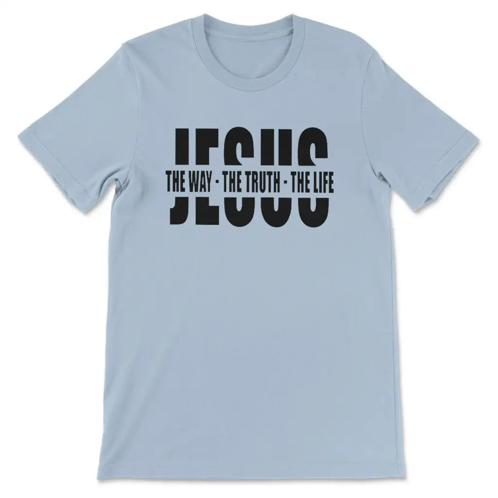 Christian T-shirt Jesus The Way The Truth The Life Light Blue / S