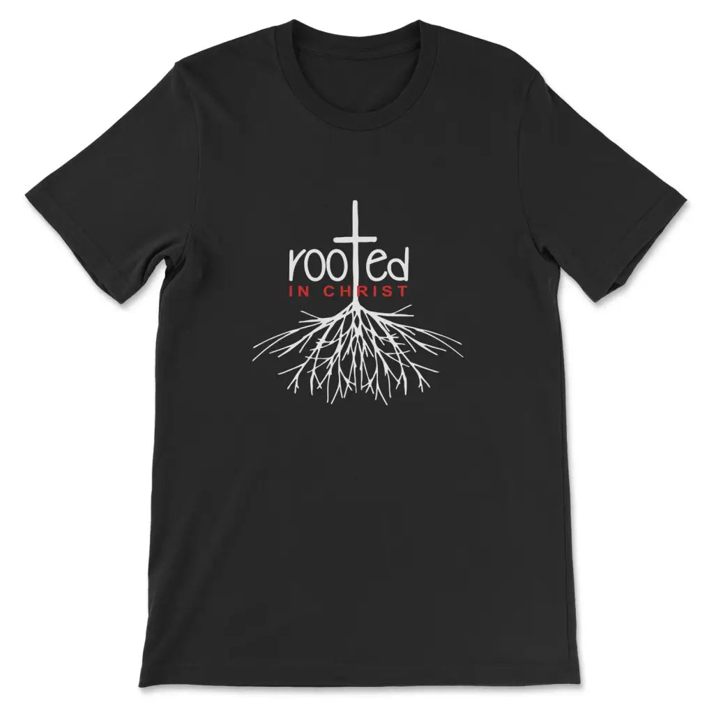 Christian T-shirt Rooted In Christ Tee Black / S