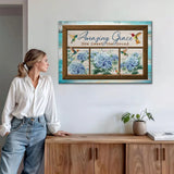 Inspirational Christian canvas with hymn quote and flowers, faith-filled gift for parents or new believers.