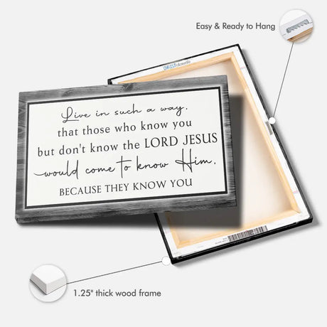 Faith-based Christian wall art in gray, inspirational quote canvas with Bible message and Jesus focus.