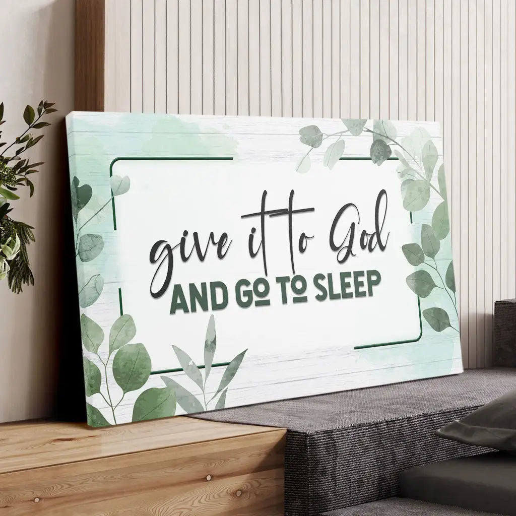 Faith-based canvas with inspirational message, Christian gift for stress relief and trust in Jesus.