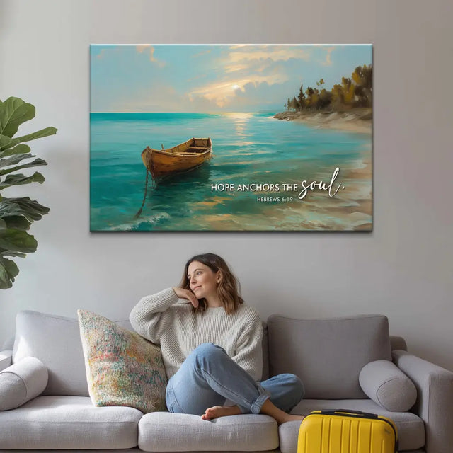 Christian Wall Art: Hope Anchors The Soul Wall Art Canvas Print