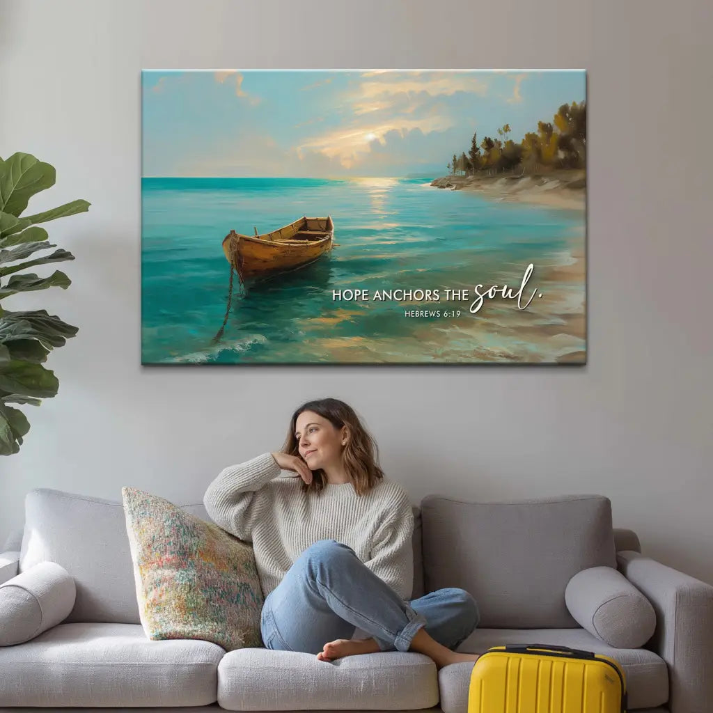 Christian Wall Art: Hope Anchors The Soul Wall Art Canvas Print