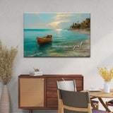 Inspirational canvas print with boat and ocean scene from Hebrews 6:19.