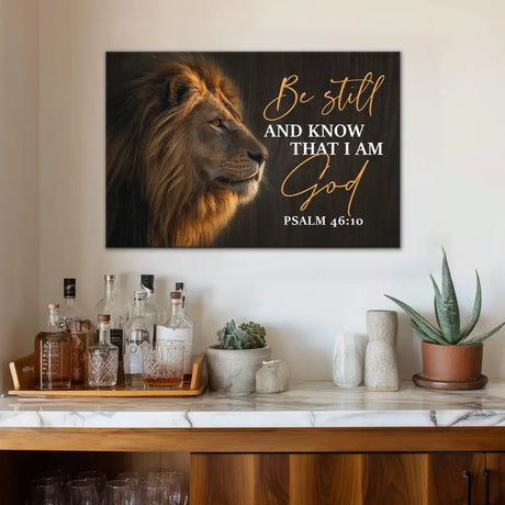 Christian Wall Art: Lion Of Judah Be Still And Know That I Am God Canvas Print