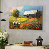 Joshua 24:15 As For Me and my House Sheep Old Barn Wall Art Canvas, Christian painting, Christian Wall Decor