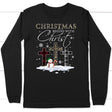 Christmas Begins With Christ Crosses Snowman Christmas Long Sleeve T-shirt Black / S
