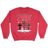 Christmas Begins With Christ Crosses Snowman Christmas Sweatshirt Red / S