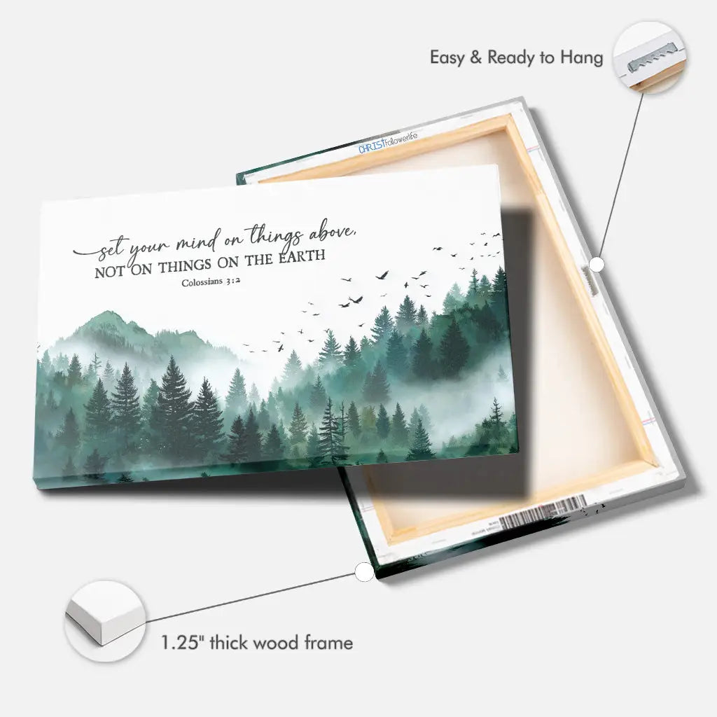 Colossians 3:2 Set Your Mind On Things Above Bible Verse Wall Art Canvas