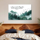 Mountain forest, Colossians 3:2 Set Your Mind On Things Above Wall Art Canvas
