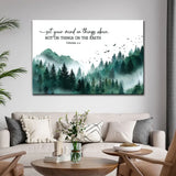 Colossians 3:2 Set Your Mind On Things Above Christian wall art canvas with mountain forest