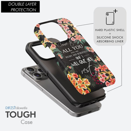 Come to me all who are weary Matthew 11:28 Christian phone case