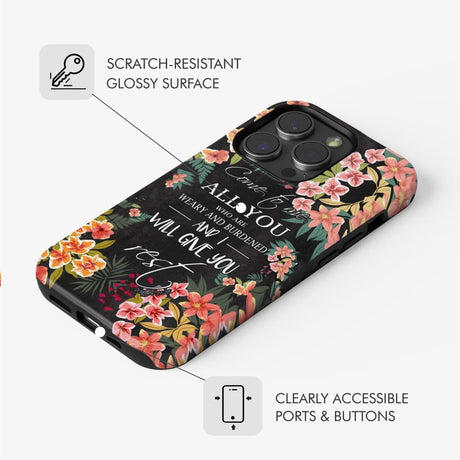 Come to me all who are weary Matthew 11:28 Christian phone case