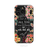 Come to me all who are weary Matthew 11:28 Christian phone case iPhone 15 Pro Max / Tough