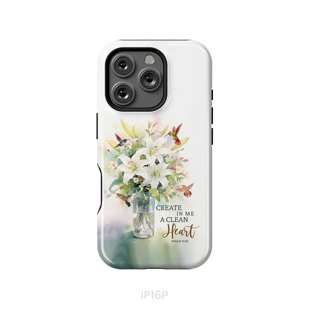 Create in me a clean heart Psalm 51:10 Bible verse phone case iPhone 16 Pro / Tough Case