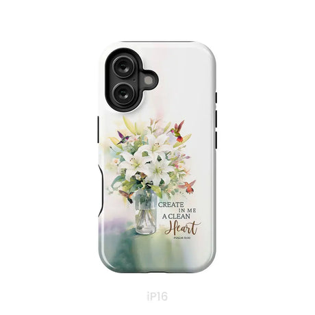 Create in me a clean heart Psalm 51:10 Bible verse phone case iPhone 16 / Tough Case