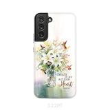 Create in me a clean heart Psalm 51:10 Bible verse phone case Samsung Galaxy S22 Plus / Tough