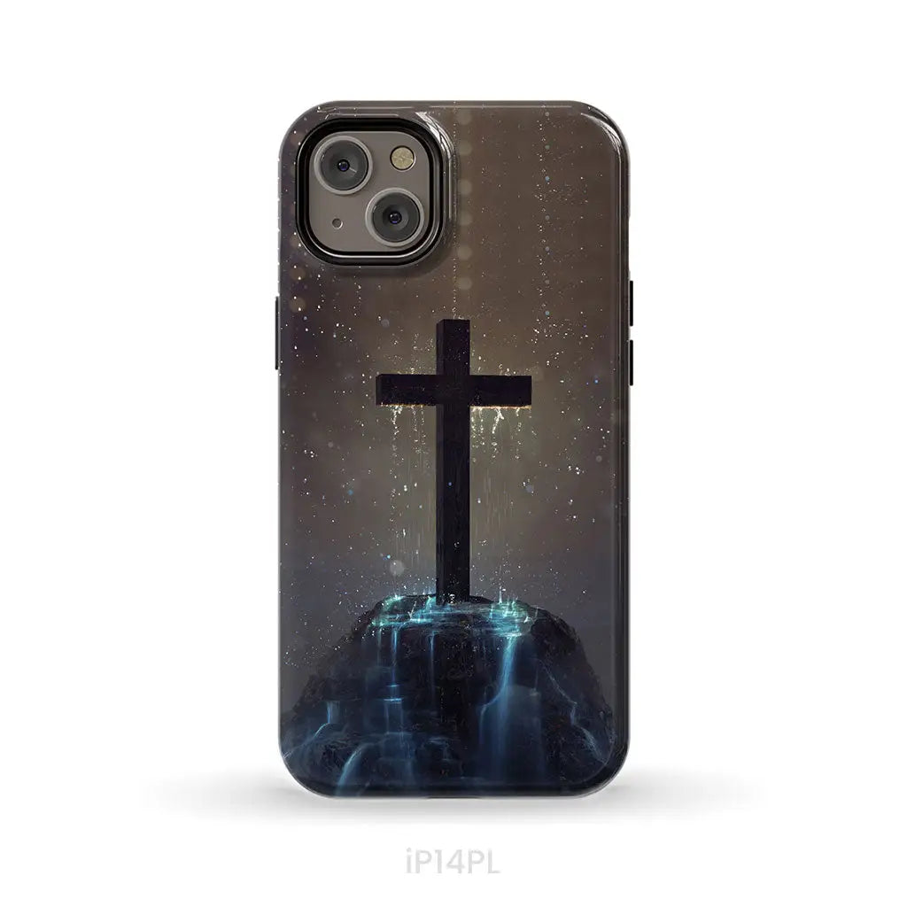 Cross on the hill phone case Christian phone case iPhone 14 Plus / Tough Case