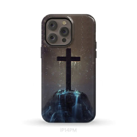 Cross on the hill phone case Christian phone case iPhone 14 Pro Max / Tough Case