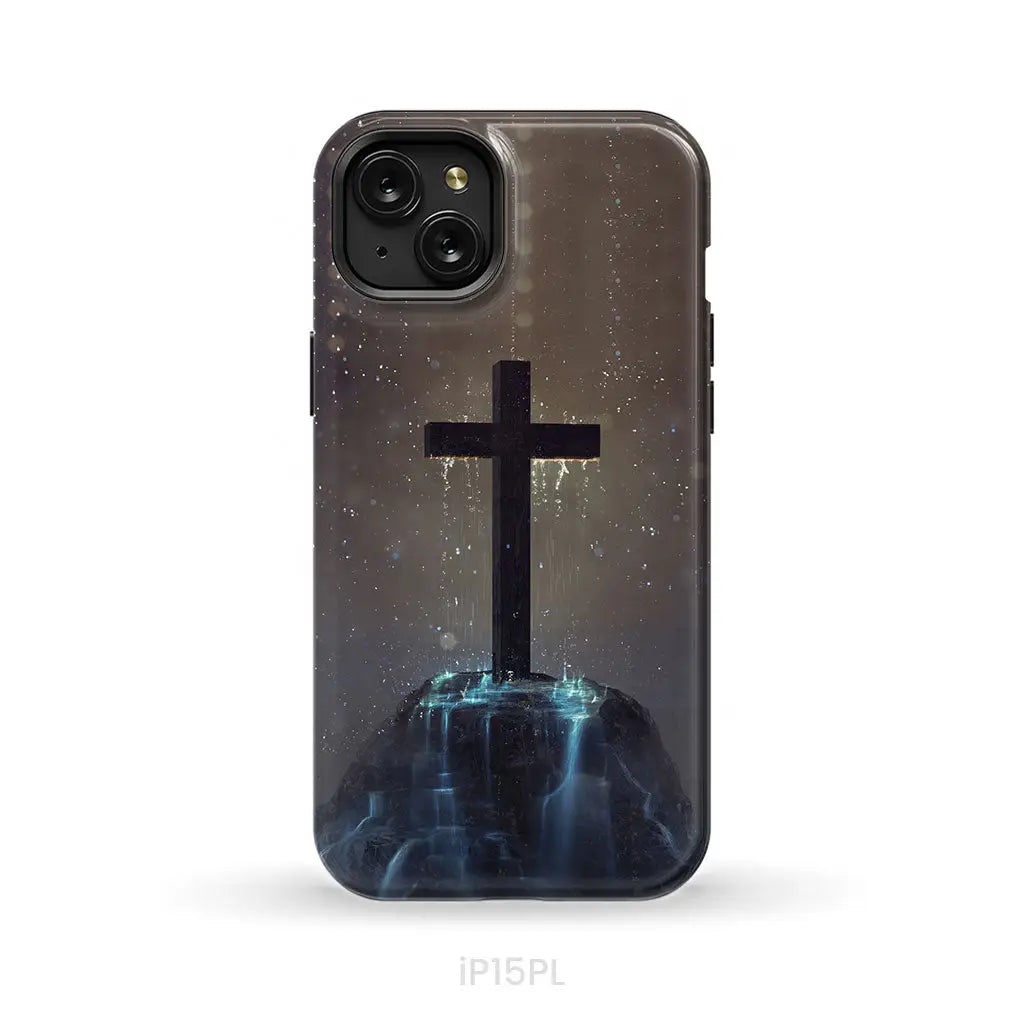 Cross on the hill phone case Christian phone case iPhone 15 Plus / Tough Case