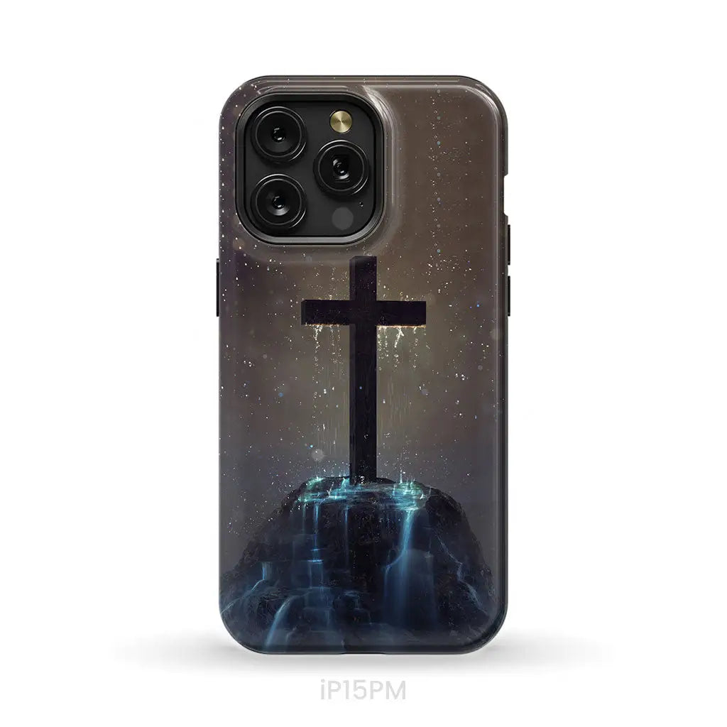 Cross on the hill phone case Christian phone case iPhone 15 Pro Max / Tough Case