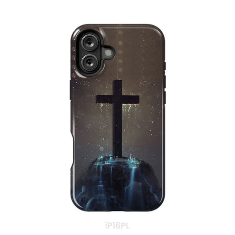 Cross on the hill phone case Christian phone case iPhone 16 Plus / Tough Case